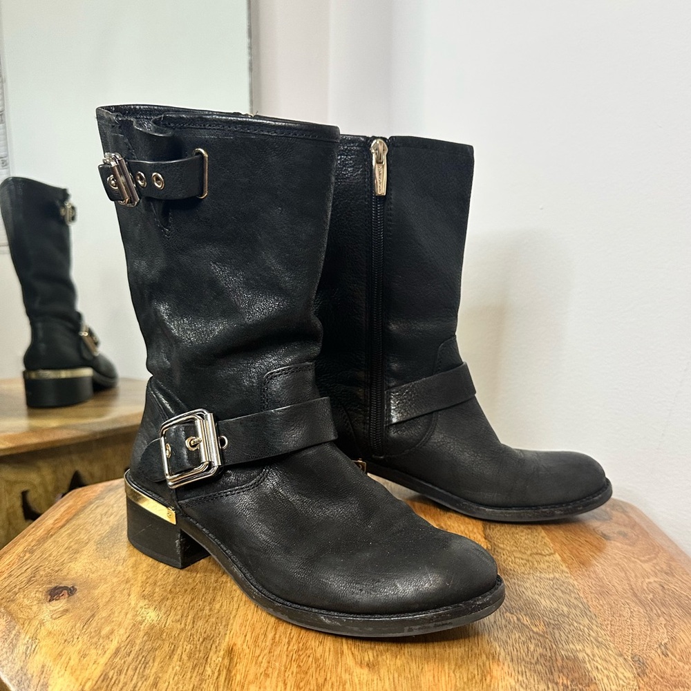 VINCE CAMUTO- Mid Calf Leather Moto boot- size 7 M